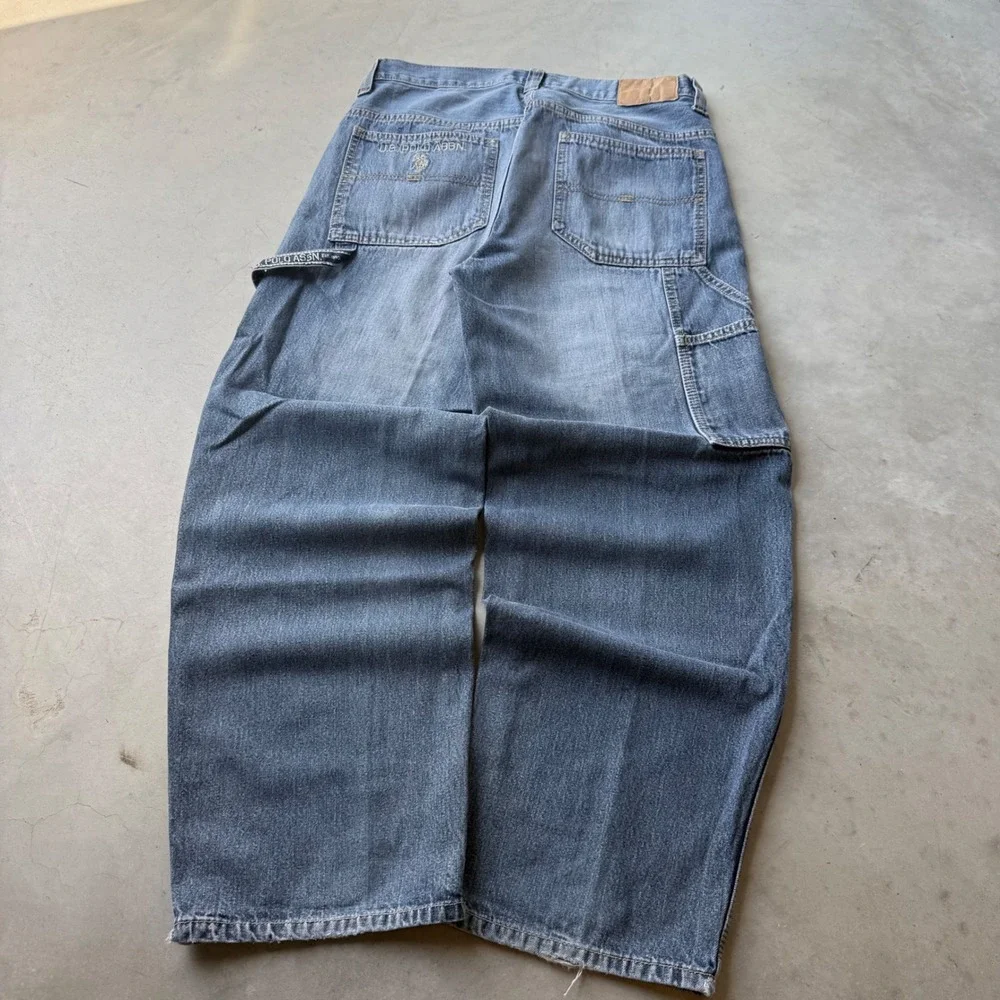 US Polo Assn Mens Carpenter Jeans 32x30 Blue Denim Baggy Wide Leg Workwear 879